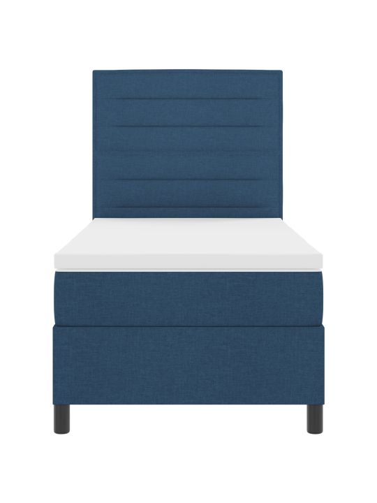 Box spring postel s matrací modrá jednolůžková tkanina