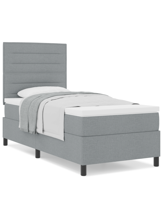 Box spring bed s matrací světle šedá 90x200 cm tkanina