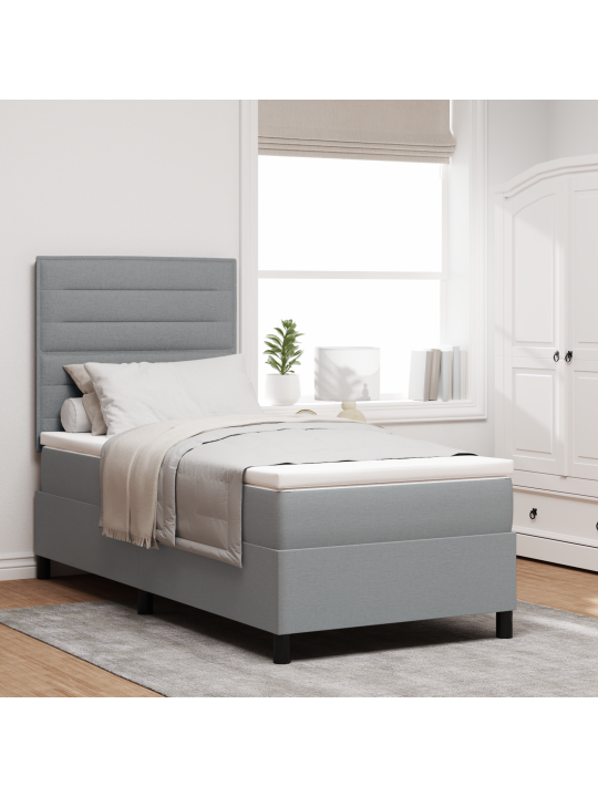 Box spring bed s matrací světle šedá 90x200 cm tkanina