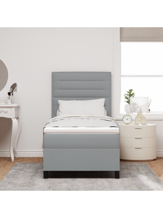 Box spring bed s matrací světle šedá 90x200 cm tkanina