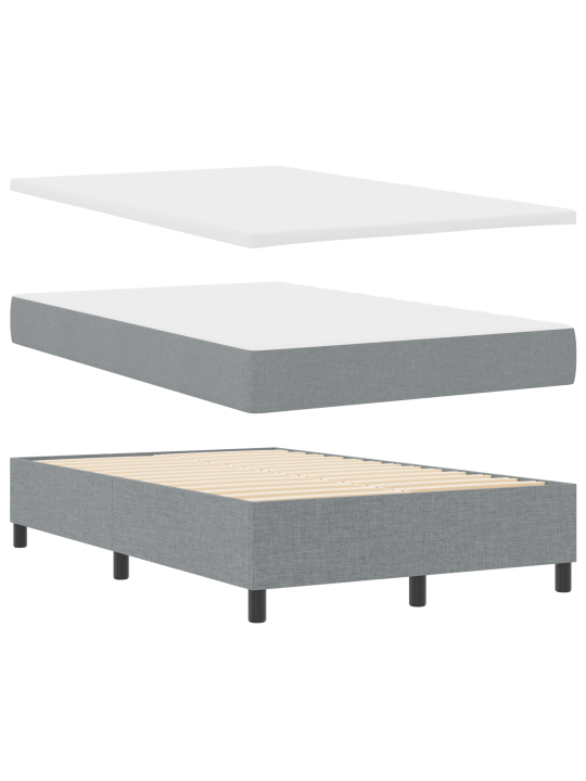 Box spring postel s matrací světle šedá malé dvojlůžko tkanina