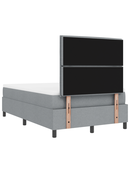 Box spring postel s matrací světle šedá malé dvojlůžko tkanina