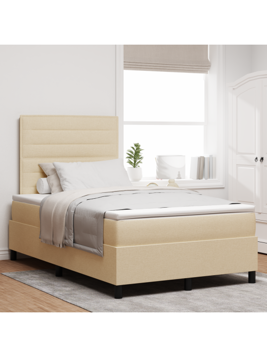 Box spring postel s matrací krém 120x200 cm textil