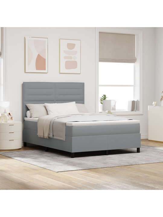 Box spring postel s matrací světle šedá 160x200 cm tkanina