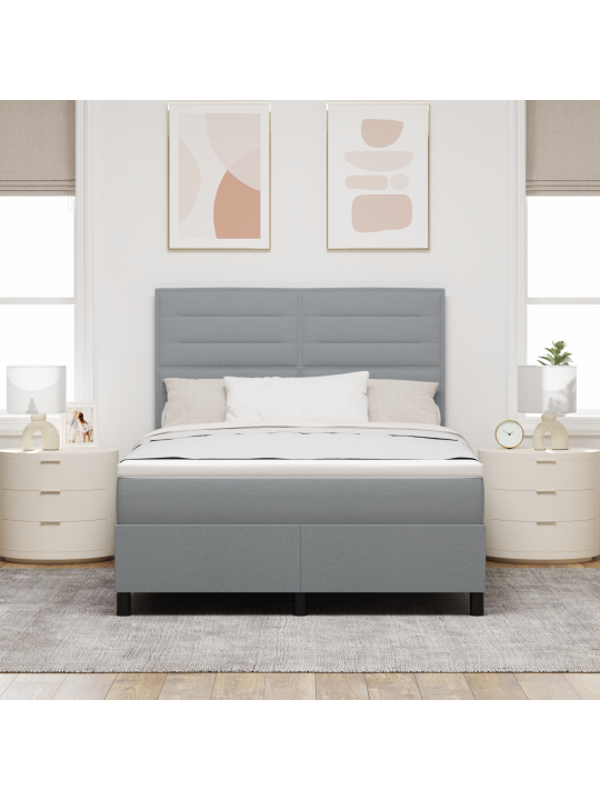 Box spring postel s matrací světle šedá 160x200 cm tkanina