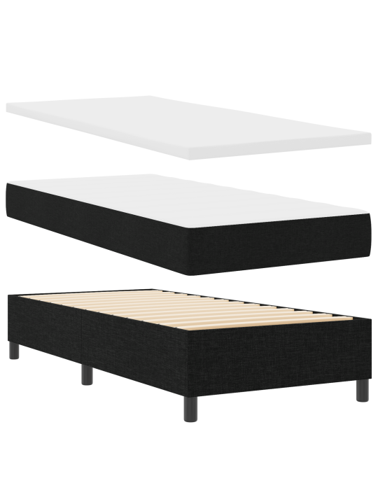 Box spring postel s matrací černá 90x200 cm tkanina