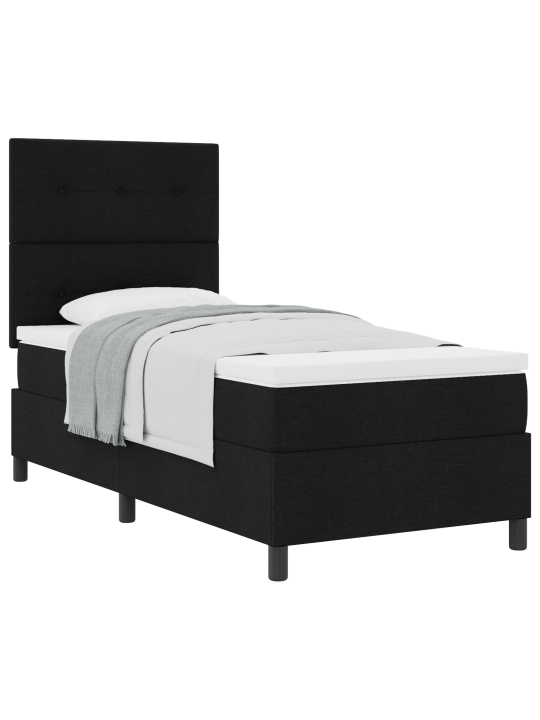Box spring postel s matrací černá 90x200 cm tkanina