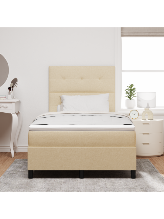Box spring postel s matrací smetanová 120x200 cm tkanina