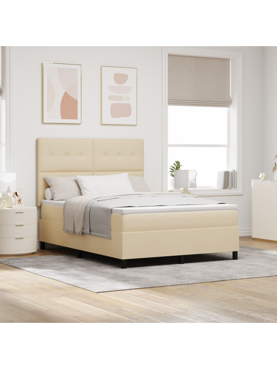 Box spring postel s matrací krémová 140 x 200 cm látka