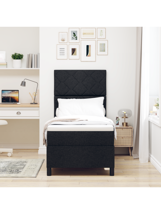 Box spring postel s matrací černá 80x200 cm látka