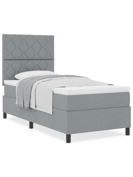 Box spring postel s matrací světle šedá jednolůžková tkanina
