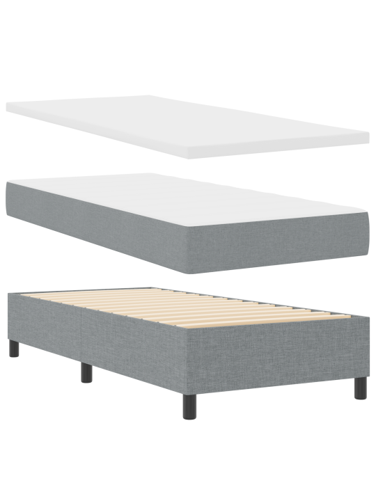 Box spring postel s matrací světle šedá jednolůžková tkanina