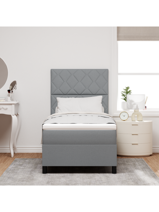 Box spring postel s matrací světle šedá jednolůžková tkanina
