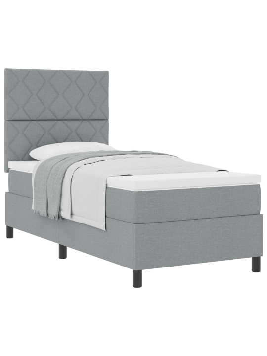 Box spring postel s matrací světle šedá jednolůžková tkanina