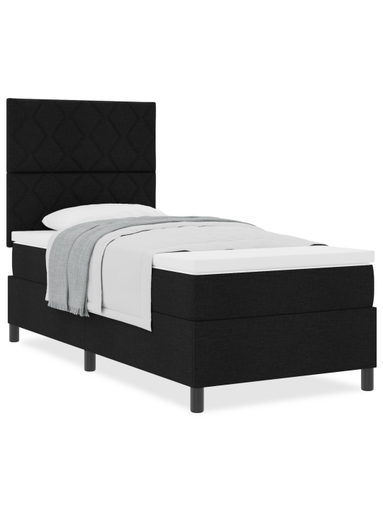 Box spring postel s matrací černá jednolůžková tkanina