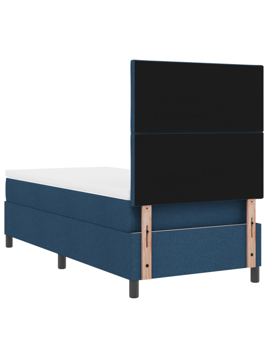 Box spring postel s matrací modrá jednolůžková tkanina