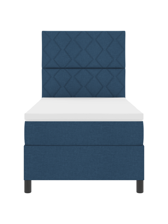 Box spring postel s matrací modrá jednolůžková tkanina