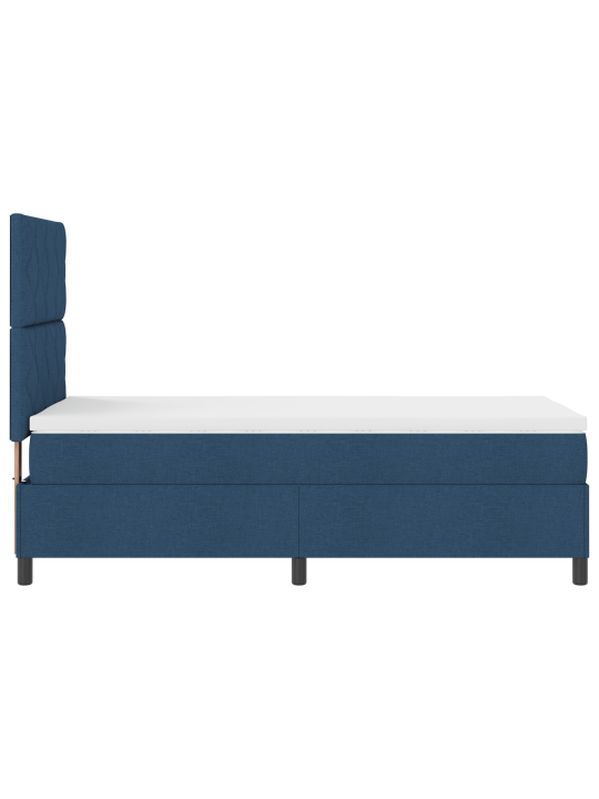 Box spring postel s matrací modrá jednolůžková tkanina